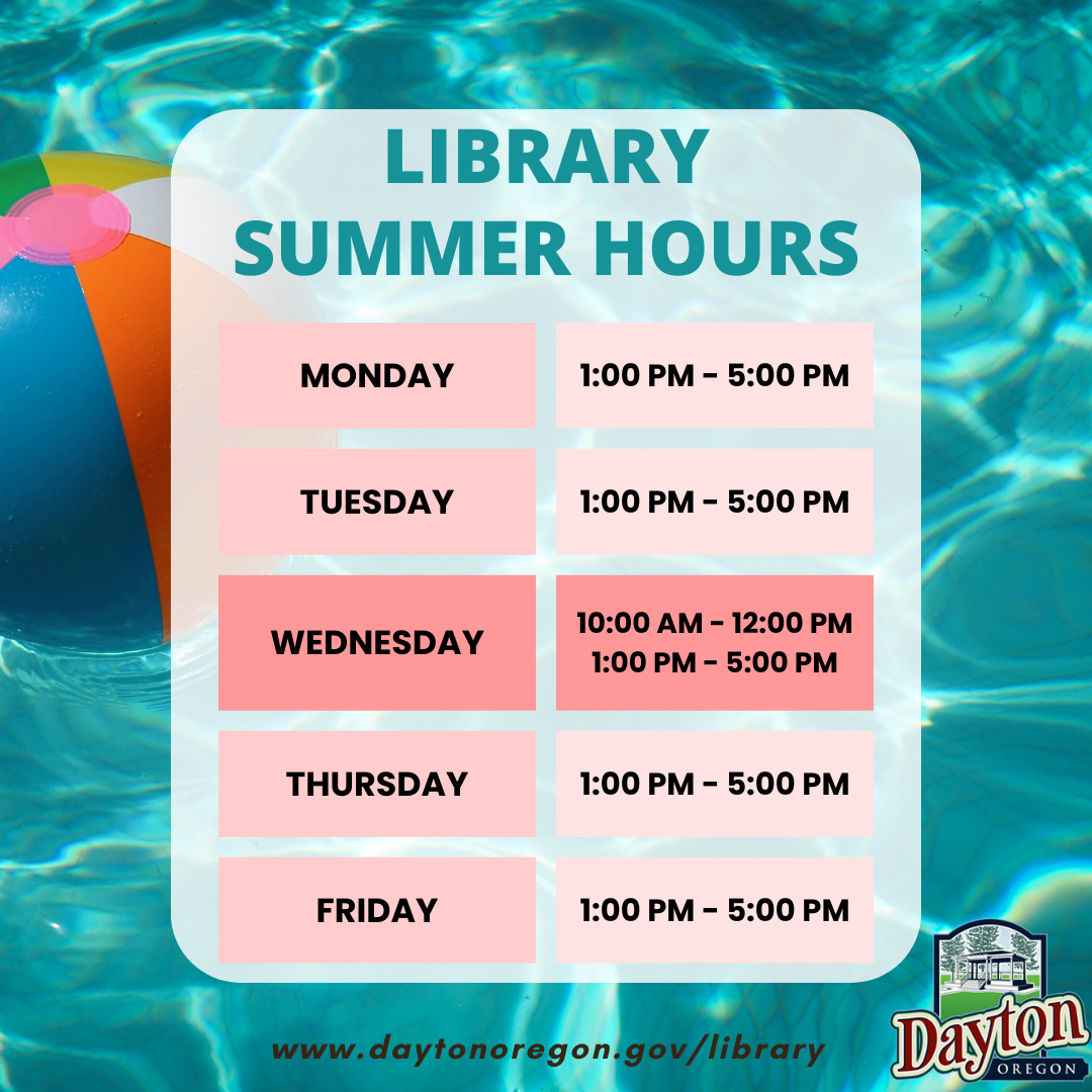an image that displays the library hours